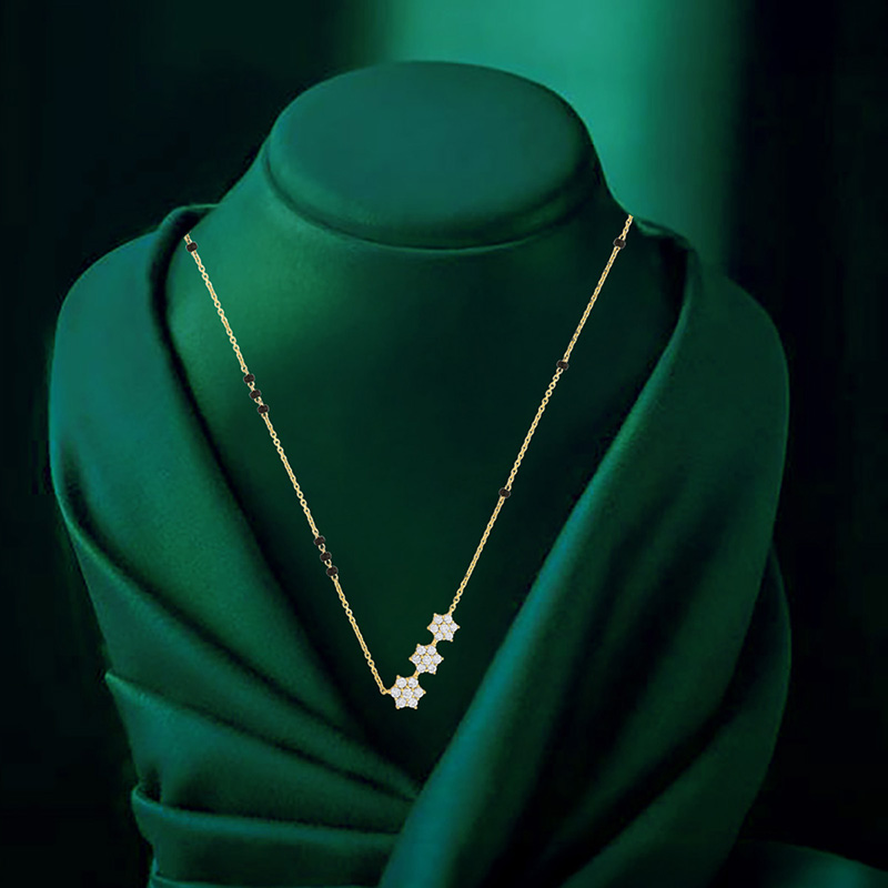 Floral Diamond Mangal Sutra in 18K yellow gold.